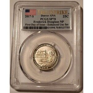 2017 S Frederick Douglass NP Quarter Enhanced SP70 PCGS FS Denver ANA